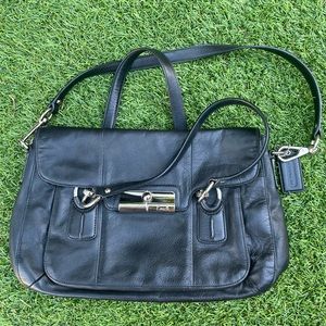 Coach large leather shoulder bag, color: black